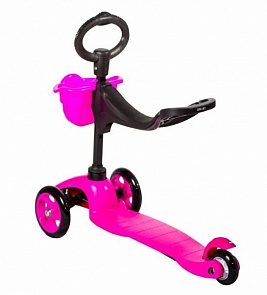 Самокат трехколесный Smiley 3 in 1 розовый, с корзинкой (Smiley, 8523 P)